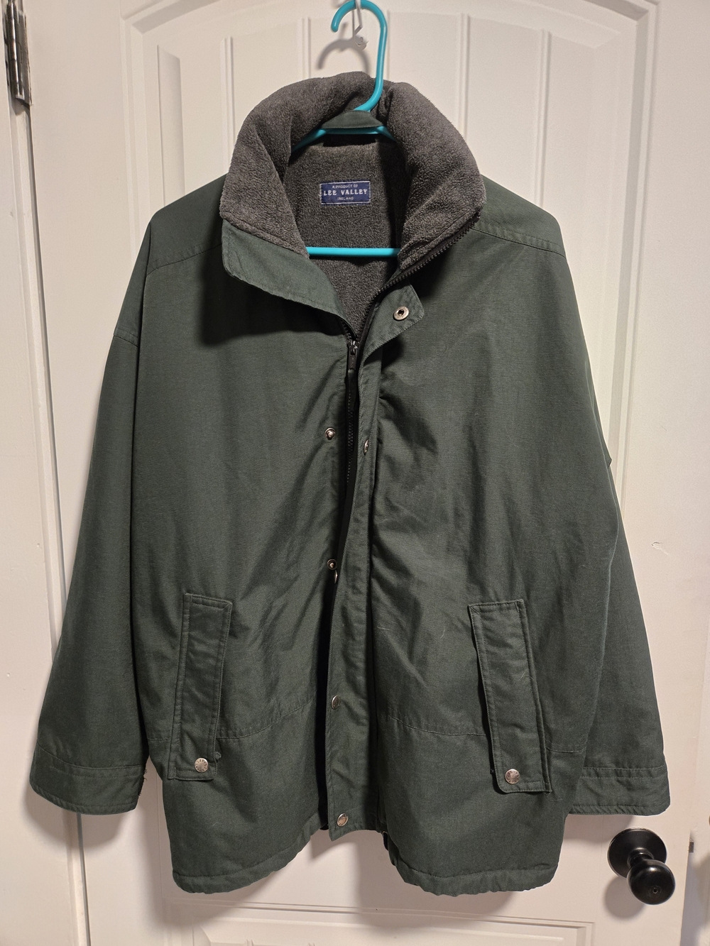 Vintage 90s Lee Valley Ireland Green Fleece-Lined Utility Country Jacket